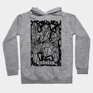 Magick Crystals - Tarot Style Black and White Illustration Hoodie